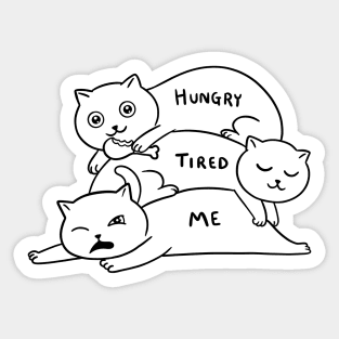 Cats tired and hungry Sticker